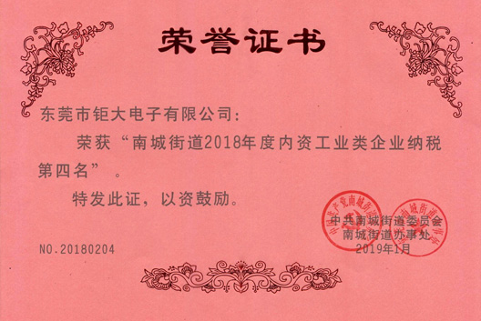鉅大鋰電再獲納稅大企業(yè)稱號(hào)